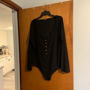 Black V neck bodysuit